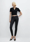 Mango Coated Skinny Jeans In Black