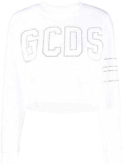 Gcds 铆钉logo短款卫衣 In White