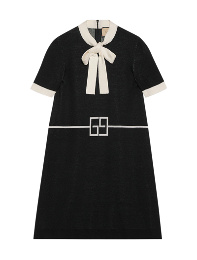 Gucci Dress In Gg Check Jacquard Wool In Black