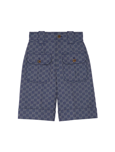 Gucci Shorts In Cotton Fabric Gg In Blue