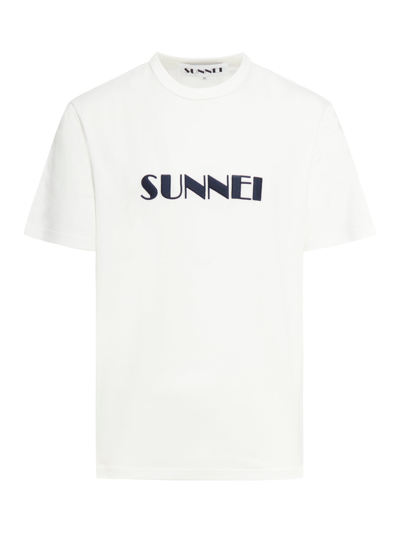 Sunnei Classic T-shirt Big Logo Embroidered In White