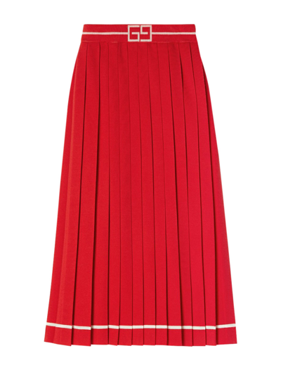 Gucci Ultra-fine Jacquard Wool Skirt In Red