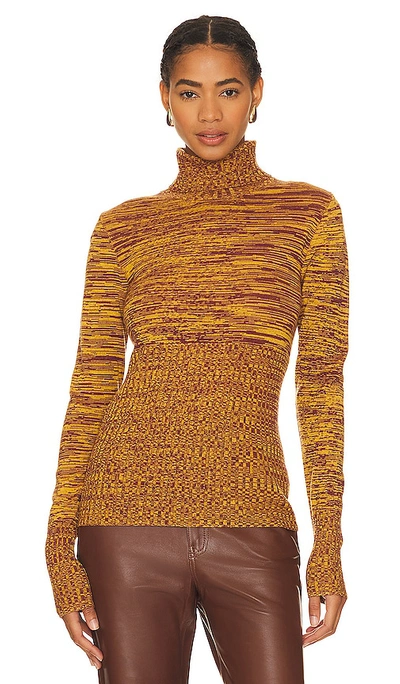 Remain High Rib Roll Neck In Old Gold Combo