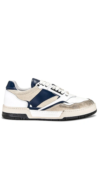 Rhude Racing Distressed Suede And Leather Sneakers In White