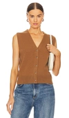 Vince Shrunken Wool Knit Button-front Sweater Vest In Mink