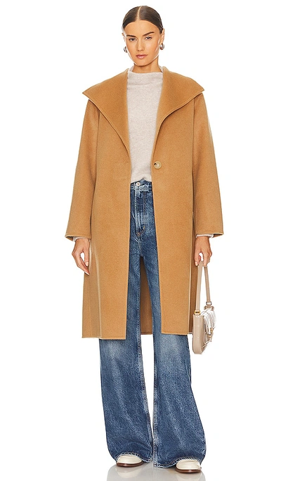 Vince Belted Coat In Almond
