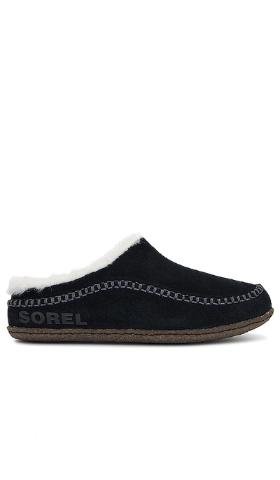Sorel Falcon Ridge Ii Faux Fur-lined Suede Slipper Shoes In Black