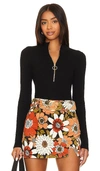 Show Me Your Mumu Charlie Zip Sweater In Black Rib Knit