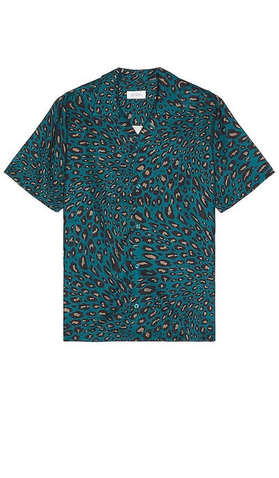 Saturdays Surf Nyc Canty Sound Leopard Print Short Sleeve Camp Shirt In Blue