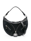 VERSACE SMALL REPEAT SHOULDER BAG WITH MEDUSA HEAD IN BLACK LEATHER WOMAN