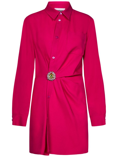 Moschino Off-centre Mini Shirtdress In Pink