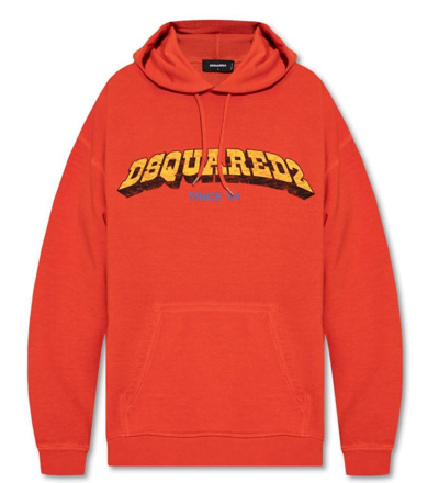 Dsquared2 Logo-print Cotton Hoodie In Red