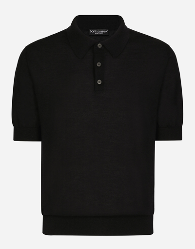Dolce & Gabbana Cashmere Knitted Polo Shirt In Black
