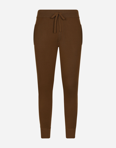 Dolce & Gabbana Wool And Cashmere Knit Jogging Pants In Brown