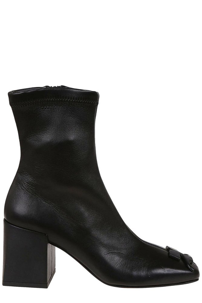 Courrèges Heritage 70mm Leather Ankle Boots In Black