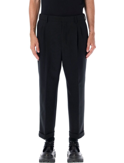 Ami Alexandre Mattiussi Ami Paris Pressed Crease Cropped Trousers In Black