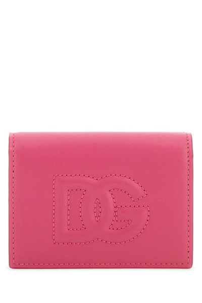 Dolce & Gabbana Dg Logo French Flap Wallet In Pink