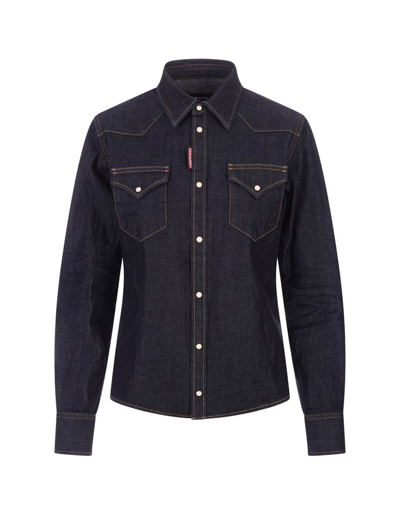 Dsquared2 Long Sleeved Buttoned In Navy