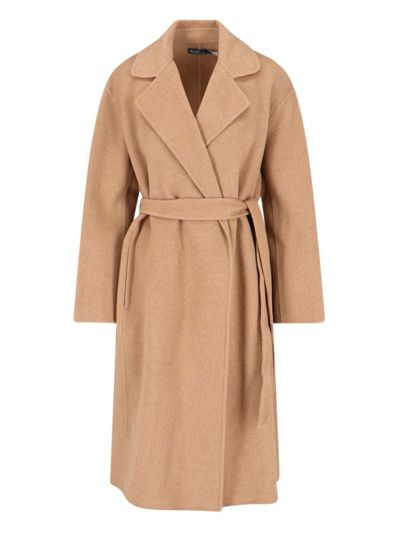 Polo Ralph Lauren Belted-waist Wrap Coat In Brown