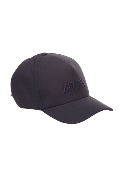 Z Zegna Logo Embroidered Baseball Cap In Blue