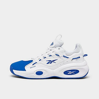 Reebok Solution Mid Basketball Shoes In White/electric Cobalt/electric Cobalt