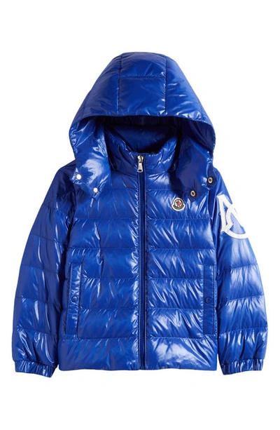Moncler Kids' Saulx Hooded Quilted Down Jacket In Navy