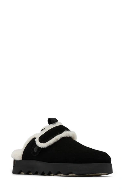 Sorel Viibe Faux Fur Clog In Black/ Natural