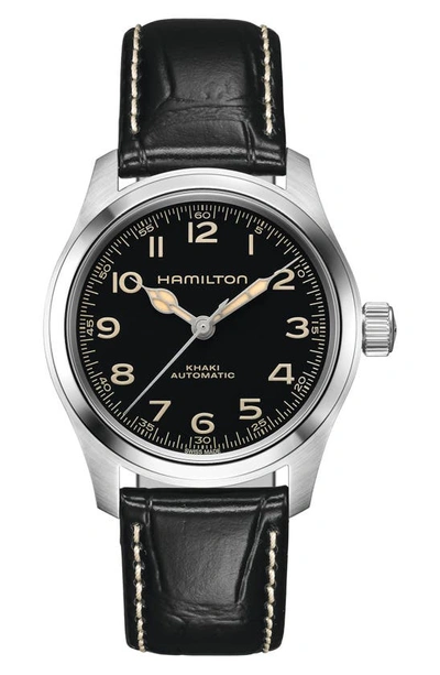 Hamilton Khaki Field Murph 38mm Automatic Black Dial Leather Strap Men's Watch H70405730