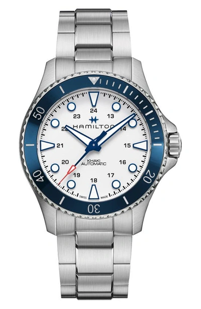 Hamilton Men's Swiss Automatic Khaki Navy Scuba Stainless Steel Bracelet Watch 43mm In Sliver