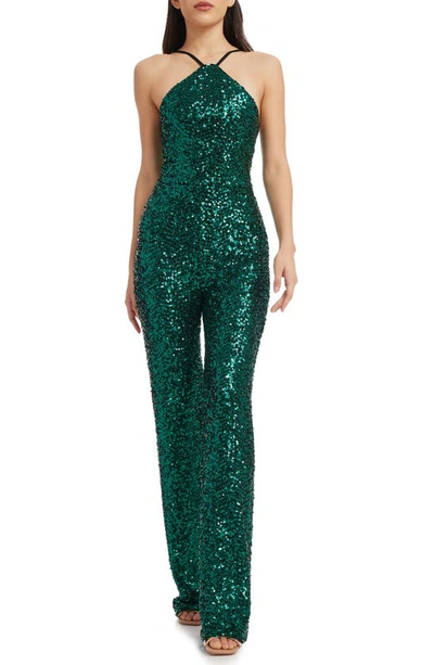 Dress The Population Darian Jumpsuit In Deep Emerald