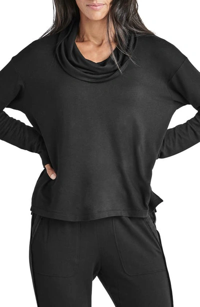 Splendid Supersoft Bliss Cowl Neck Top In Black