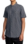Rvca That'll Do Dobby Short Sleeve Button-down Shirt In Moody Blue 2