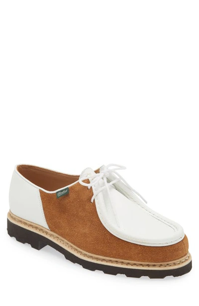 Paraboot Michael Colorblock Derby In Foul Blanc/ Velours Whiskey