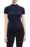 Theory Tiny Mock Neck Organic Pima Cotton T-shirt In Nocturne Navy