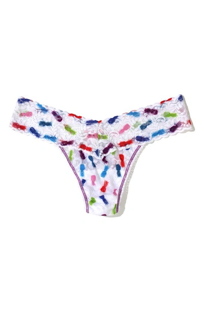 Hanky Panky Low-rise Printed Lace Thong In Pineapple Island