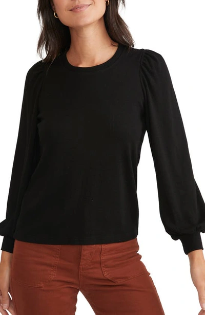 Marine Layer Lexi Puff Sleeve Top In Black