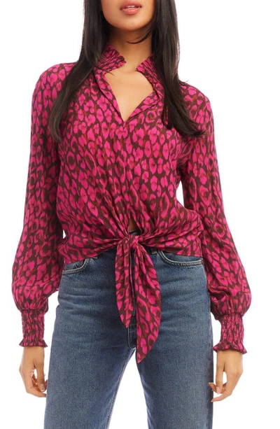 Fifteen Twenty Print Tie Front Top In Multi