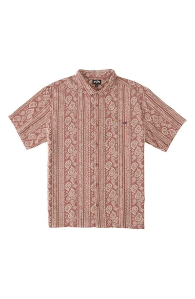 Billabong Sundays Stripe Jacquard Short Sleeve Button-up Shirt In Fig