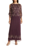 PISARRO NIGHTS BEADED COLD SHOULDER COCKTAIL DRESS