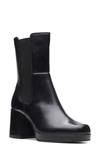 Clarks Pique Up Platform Chelsea Boot In Black Leather