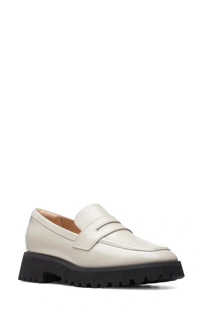 Clarks Stayso Edge Platform Penny Loafer In Ivory Leather