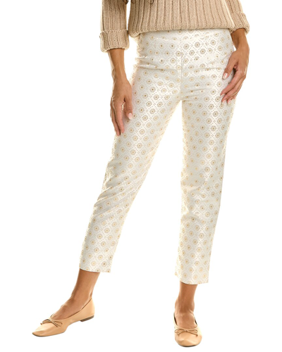Frances Valentine Lucy Cropped Metallic Jacquard Pants In White