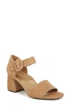 Vionic Chardonnay Block Heel Sandal In Camel Suede