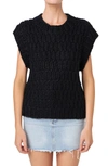 ENGLISH FACTORY ENGLISH FACTORY CHUNKY CAP SLEEVE SWEATER