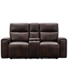 Abbyson Living Keegan 77" Leather Power Reclining Console With Power Headrests Loveseat In Brown
