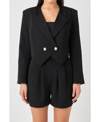 Grey Lab Crop Blazer In Black