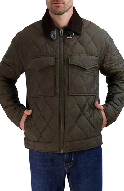 Cole Haan Diamond Quilted Jacket In Olive