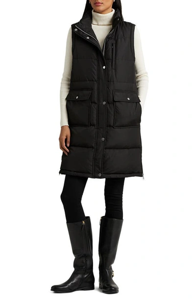 Ralph Lauren Long Down Puffer Vest In Black