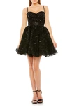 Mac Duggal Beaded Strap Bustier Sequin Mini Dress In Black