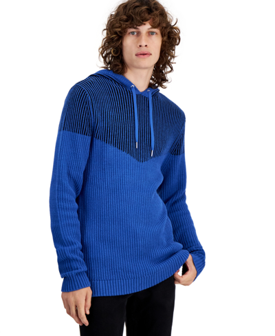 Inc International Concepts Men's Regular-fit Plaited Hoodie, Created For Macy's In Galaxy Blue